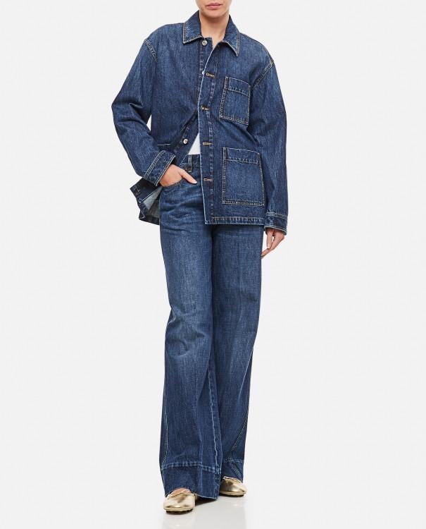 Indigo Wide Leg Denim Pants In Green Product Image