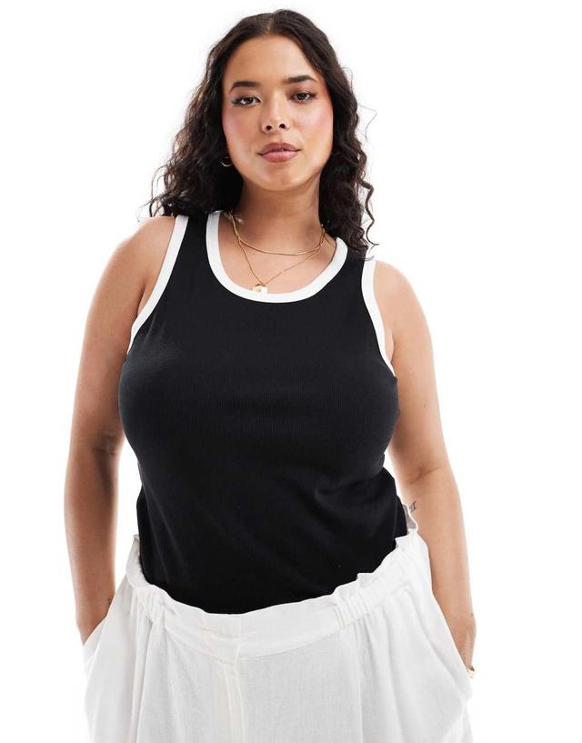 ONLY Curve contrast tank top in black  Product Image