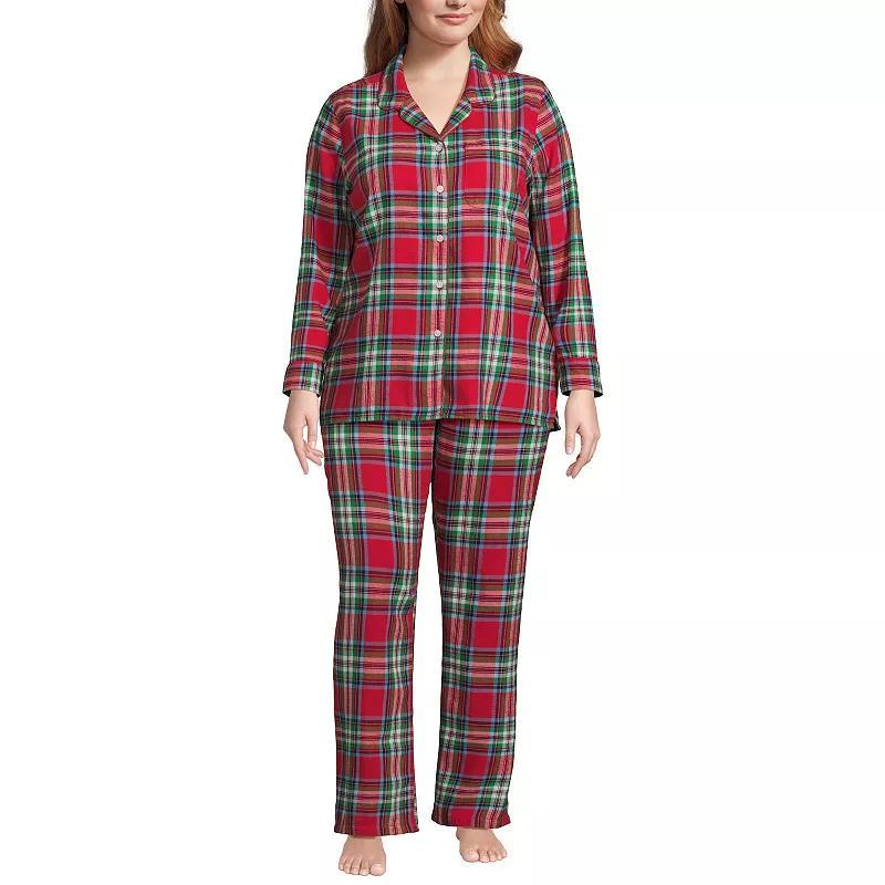 Plus Size Lands End Long Sleeve Flannel Pajama Top, Womens Product Image