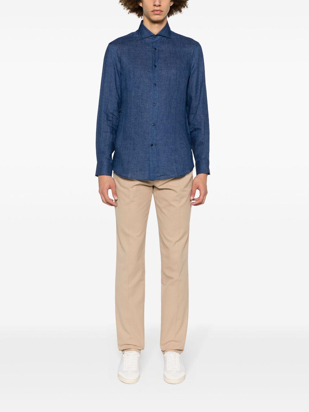 BRUNELLO CUCINELLI Buttoned-up Linen Shirt In Blue Product Image