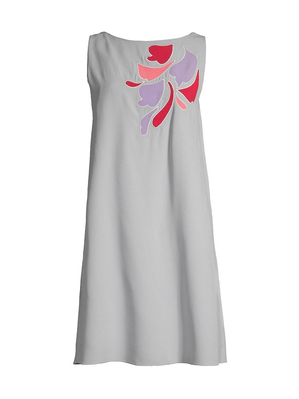 Womens Floral Applique Mini Shift Dress Product Image