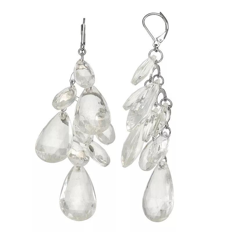 Simply Vera Vera Wang Silver Tone Clear Stone Chandelier Drop Earrings, Womens Product Image