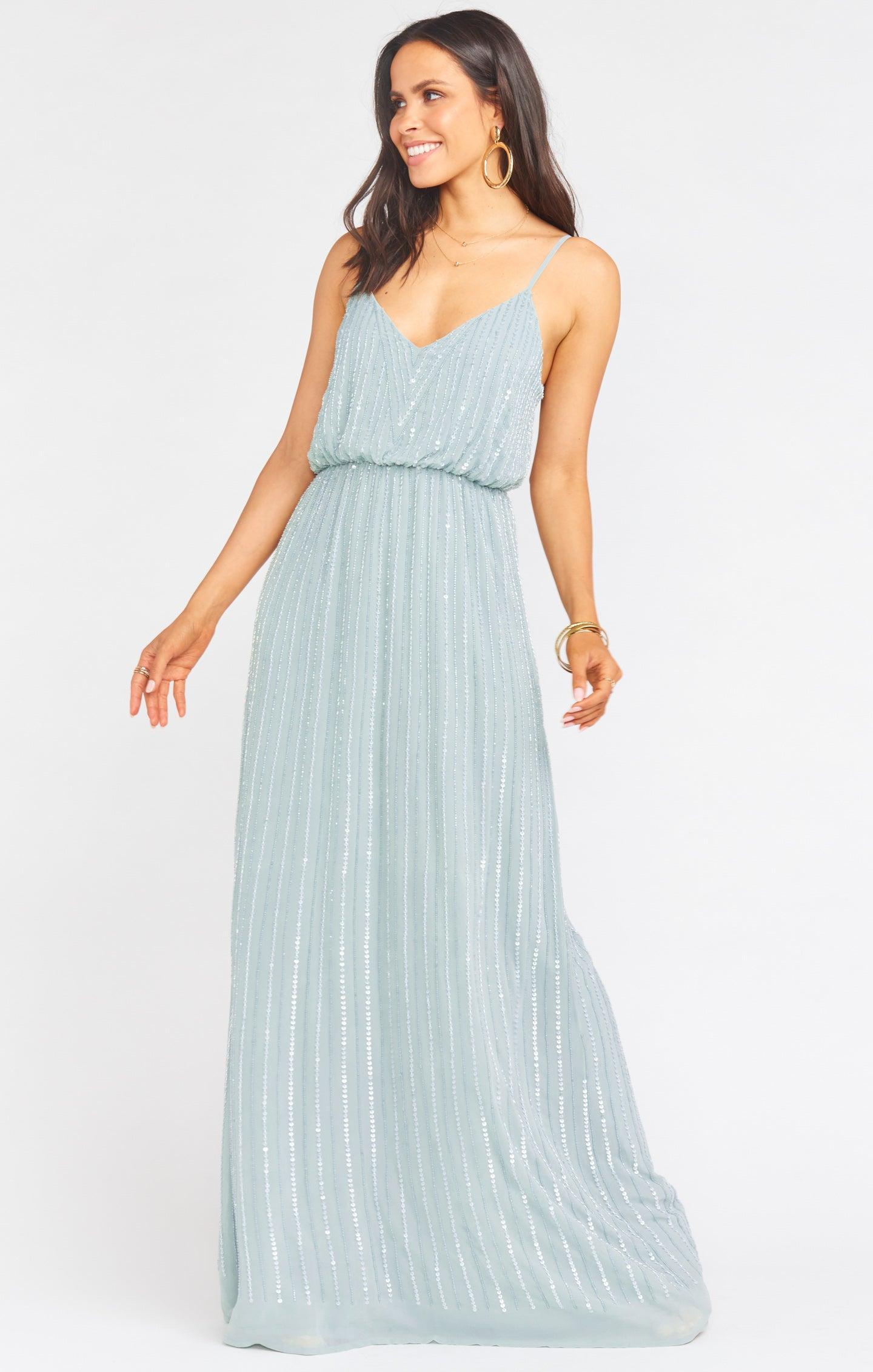 Victoria Maxi Dress ~ Silver Sage Beaded Product Image