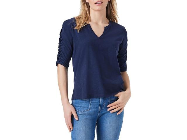 Womens Plus Size Ruched Slubbed Cotton Tee Product Image