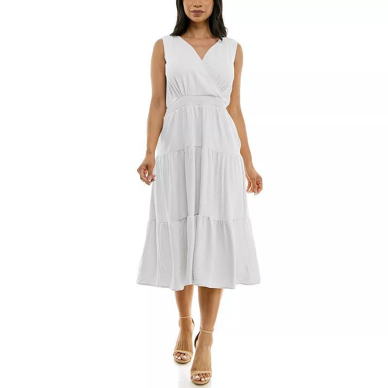 Womens Nina Leonard Tiered Smocked Midi Dress Product Image