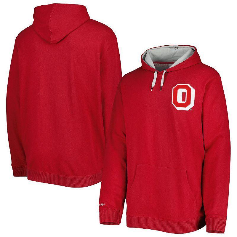 Mens Mitchell & Ness Scarlet Ohio State Buckeyes Classic French Terry Pullover Hoodie OSU Red Product Image