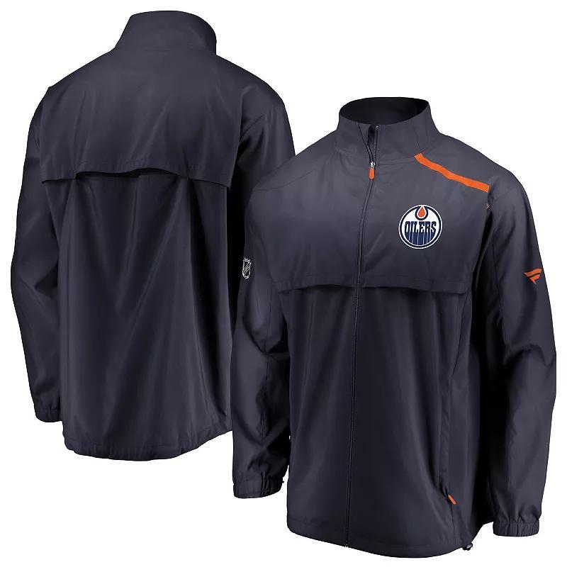 Mens Fanatics Navy/Orange Edmonton Oilers Authentic Pro Rinkside Full-Zip Jacket Oil Blue Product Image