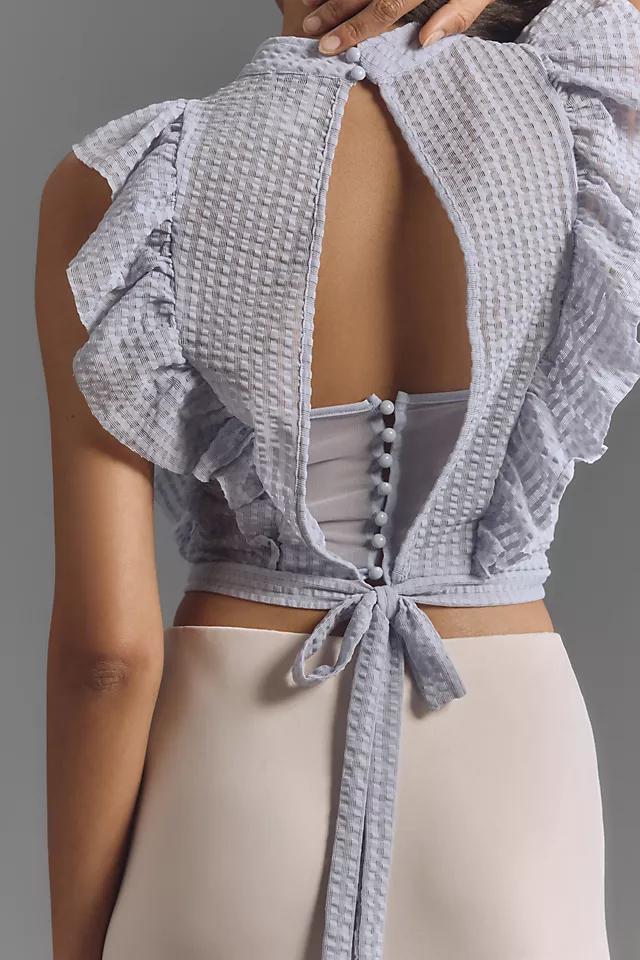 Maeve Cropped Ruffle Mesh Top Product Image