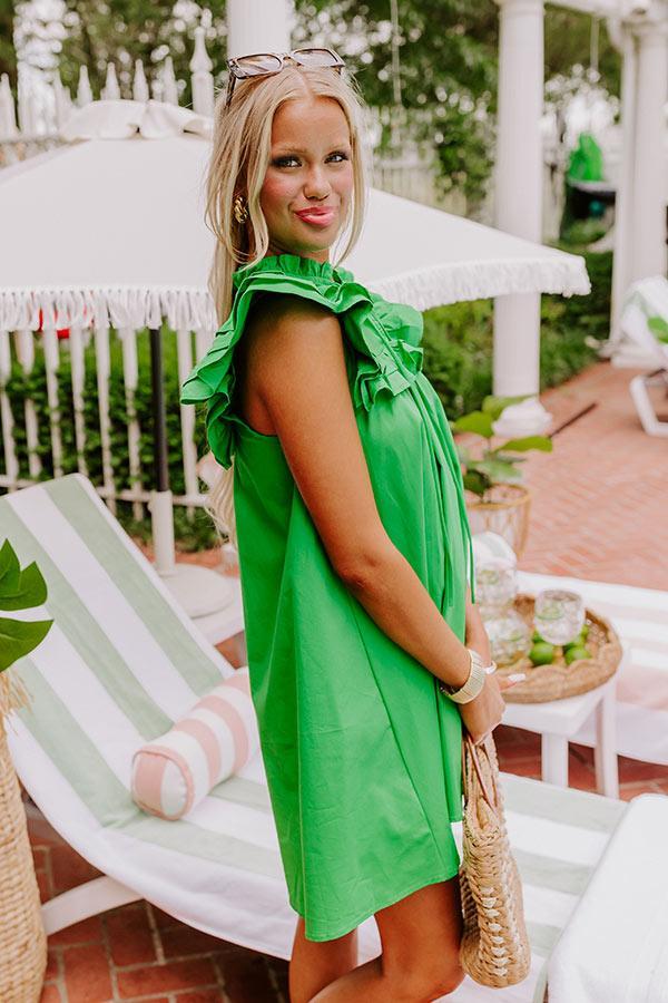 Pretty Chic Ruffle Mini Dress in Kelly Green Product Image