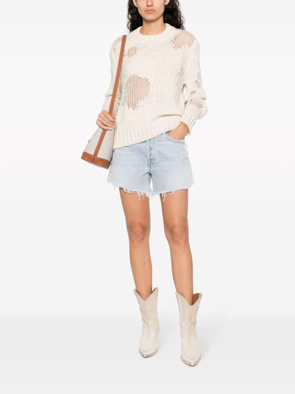 Generous Chunky-knit Distressed Jumper In White Product Image