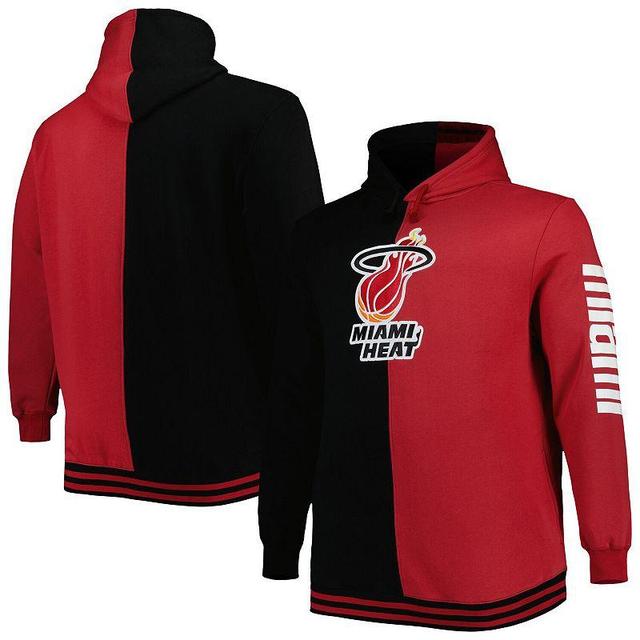 Mens Mitchell & Ness /Red Miami Heat Big & Tall Hardwood Classics Split Pullover Hoodie Product Image