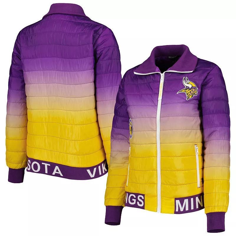 Womens The Wild Collective /Gold Minnesota Vikings Color Block Full-Zip Puffer Jacket Product Image