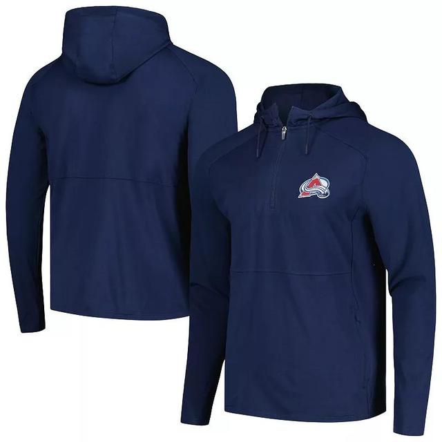 Mens Antigua Heather Colorado Avalanche Spikes Raglan Quarter-Zip Hoodie Blue Product Image