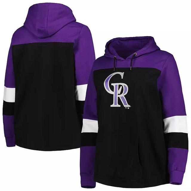 Womens Colorado Rockies Plus Size Colorblock Pullover Hoodie Product Image