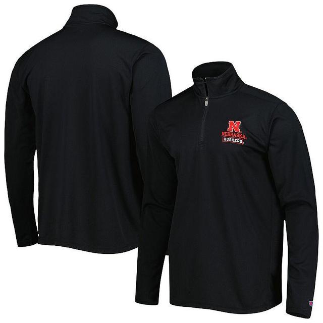 Mens Champion Black Nebraska Huskers Textured Quarter-Zip Jacket Product Image