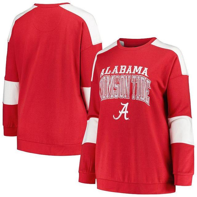 Womens Profile Crimson Alabama Crimson Tide Plus Size Striped Pullover Sweatshirt Product Image