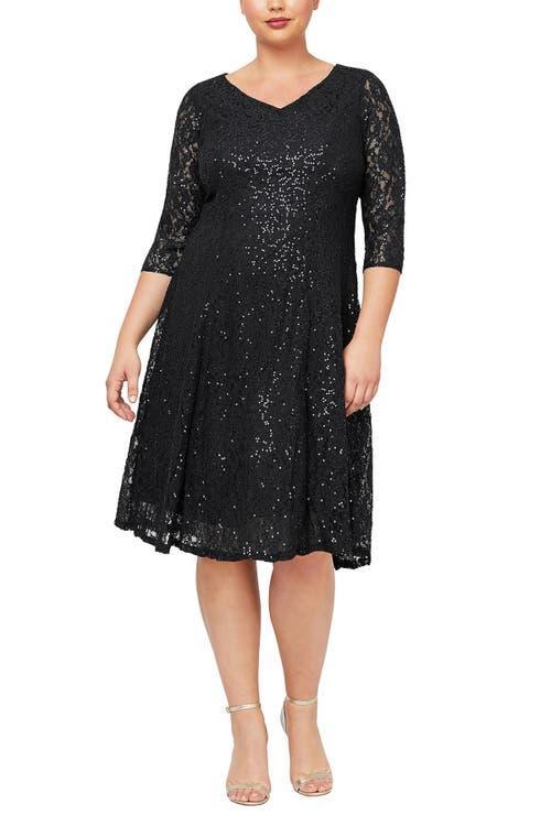 SLNY Lace Fit & Flare Dress Product Image