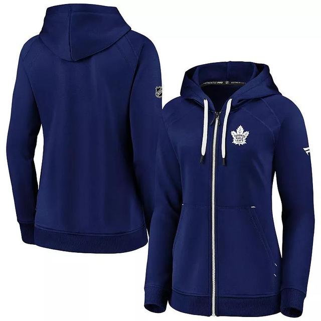 Womens Fanatics Branded Blue Toronto Maple Leafs Authentic Pro Travel Train Raglan Full-Zip Hoodie Product Image