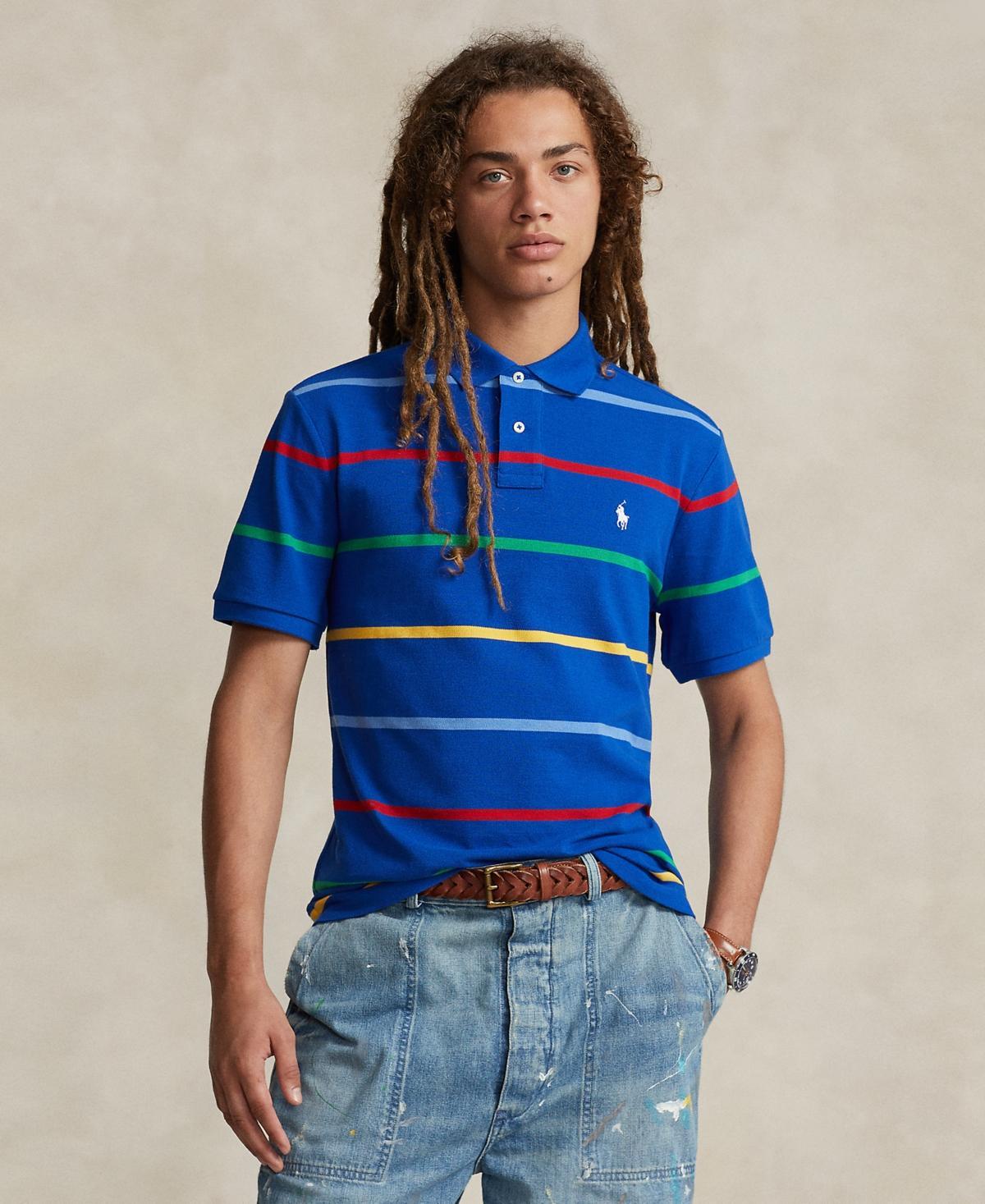 Men's Classic-fit Striped Mesh Polo In Sapphire Star Multi Product Image