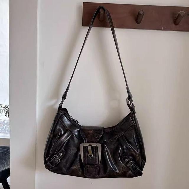 Buckled Faux Leather Shoulder Bag Product Image