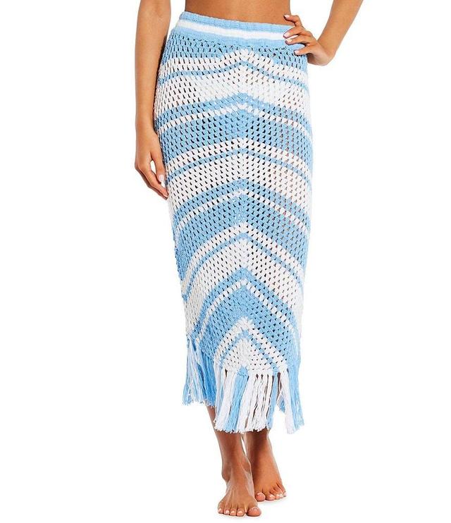 Chelsea & Violet Crochet Stripe Midi Skirt Swim Cover Up Product Image