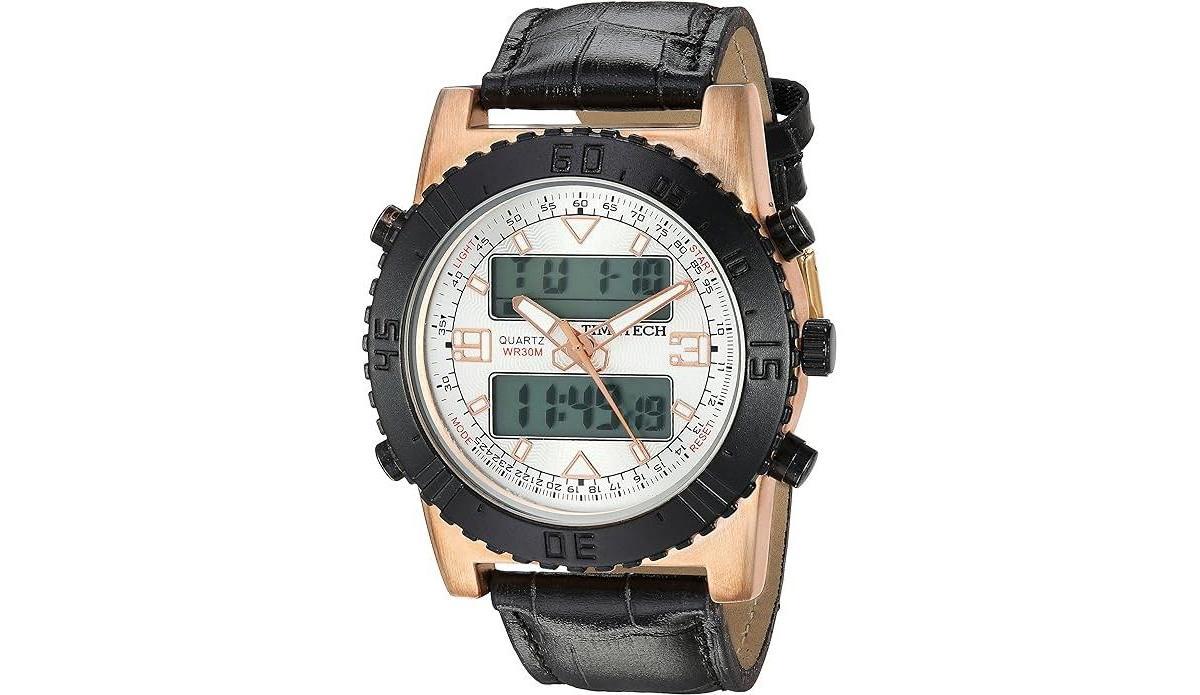 Timetech Mens Analog/Digital Multi-Function Weekend Sport Watch with Leather Band Product Image