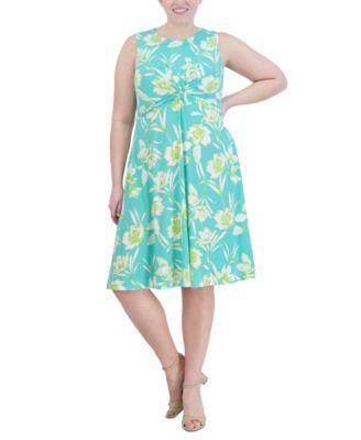 Plus Size Twist-Front Sleeveless Jersey Dress Product Image