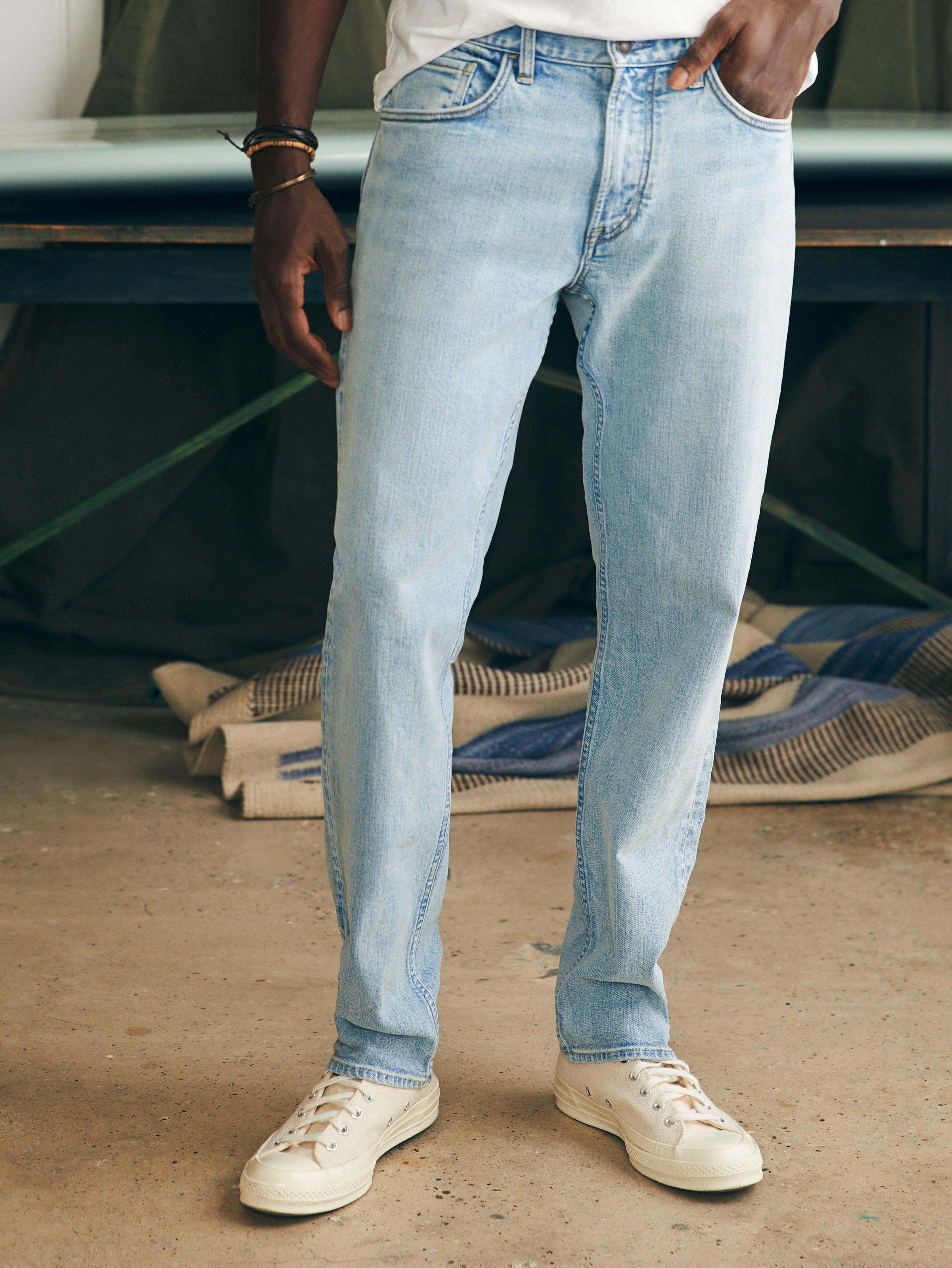 Organic Cotton Slim Straight Denim (34" Inseam) - Somerset Blue Male Product Image