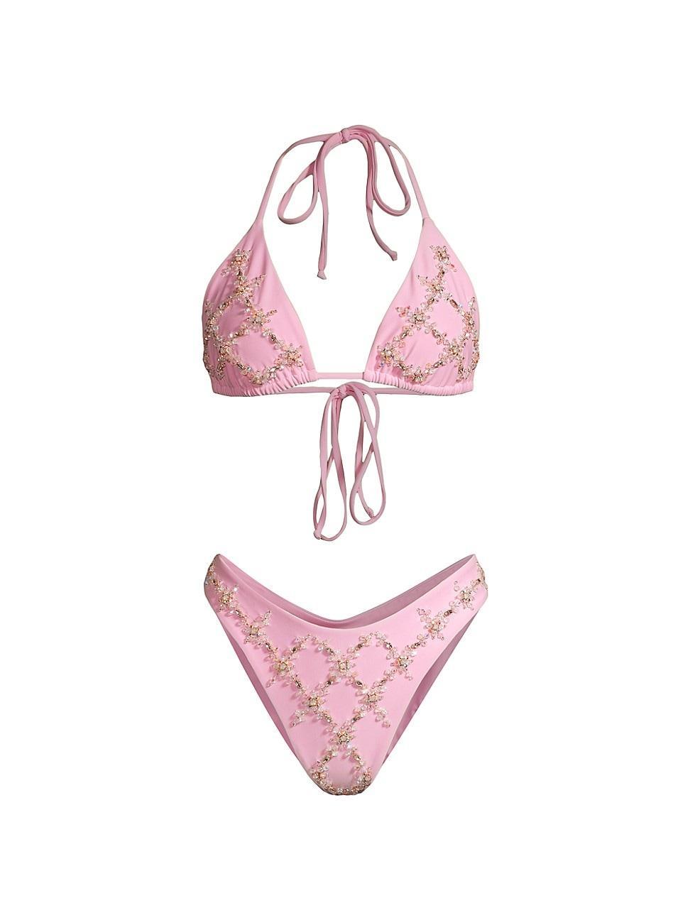 Womens Rose Hand Embroidered Bikini Product Image