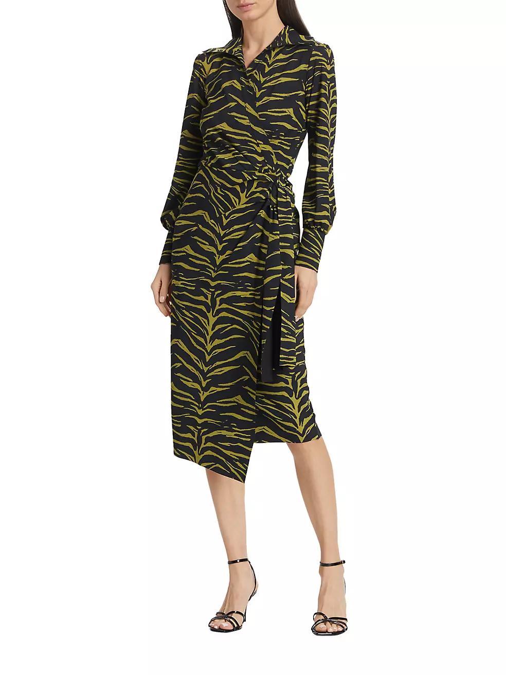 Lodal Zebra Faux-Wrap Midi-Dress Product Image