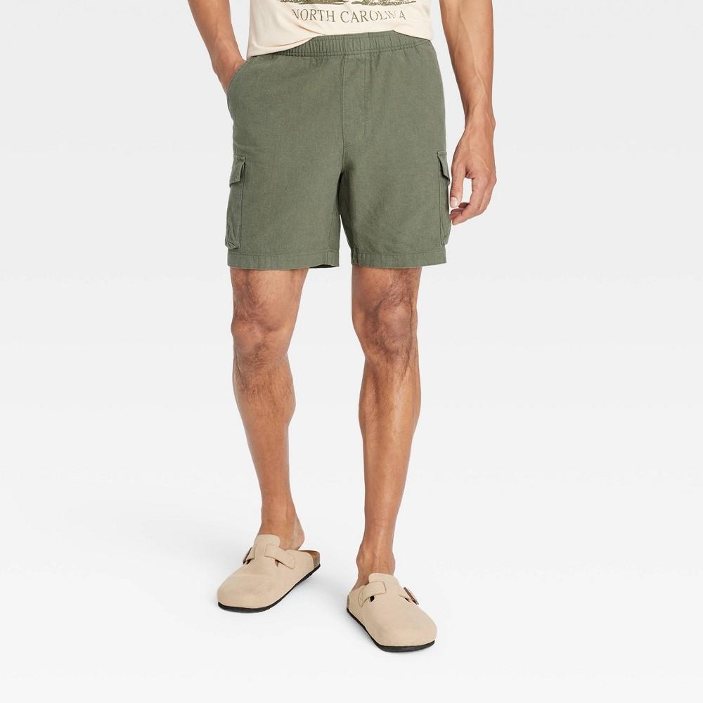 Mens 7 Everyday Relaxed Fit Cargo Shorts - Goodfellow & Co Olive XL Product Image