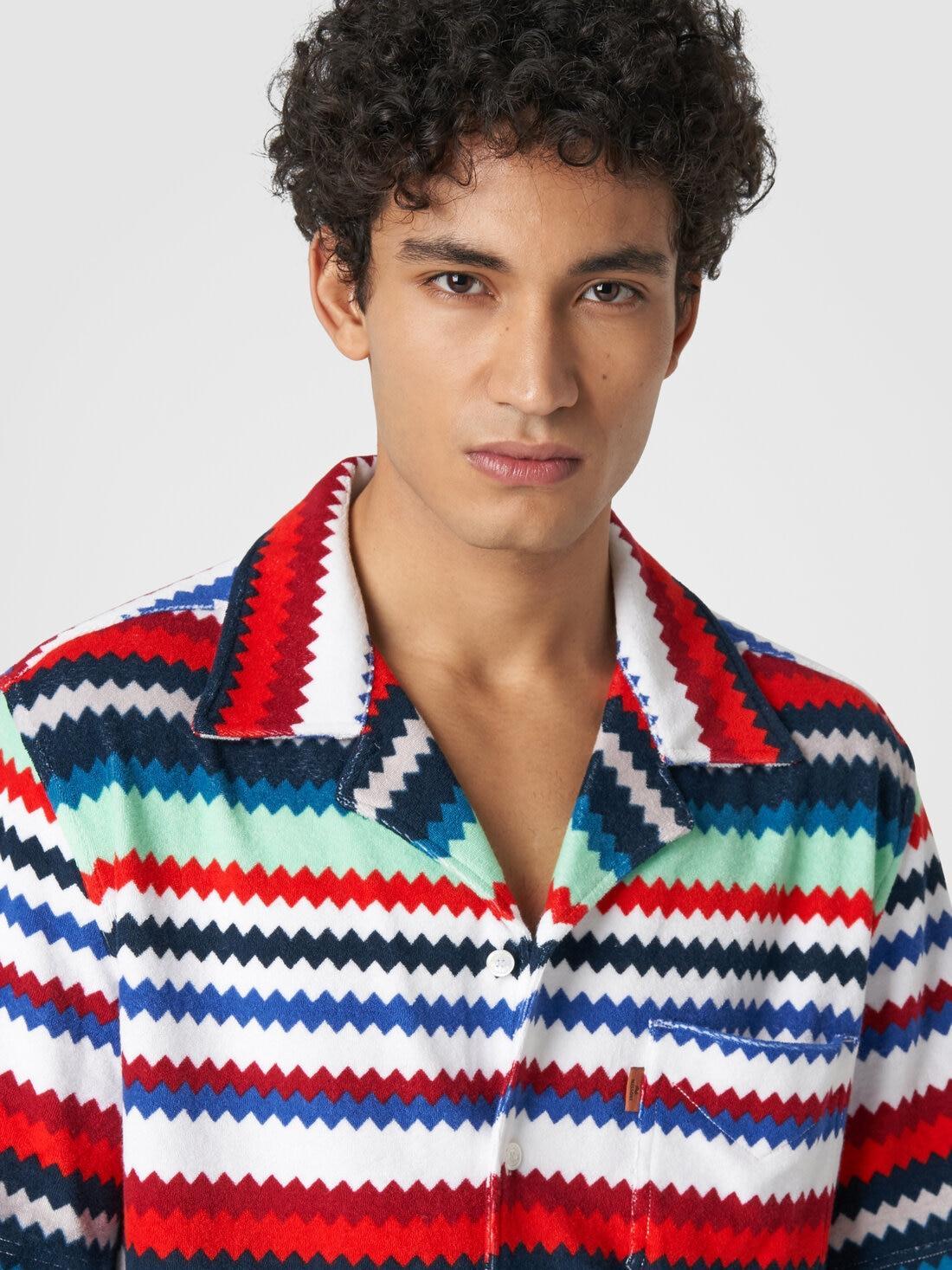 Short-sleeved bowling shirt in zigzag terry Multicoloured | Missoni Product Image