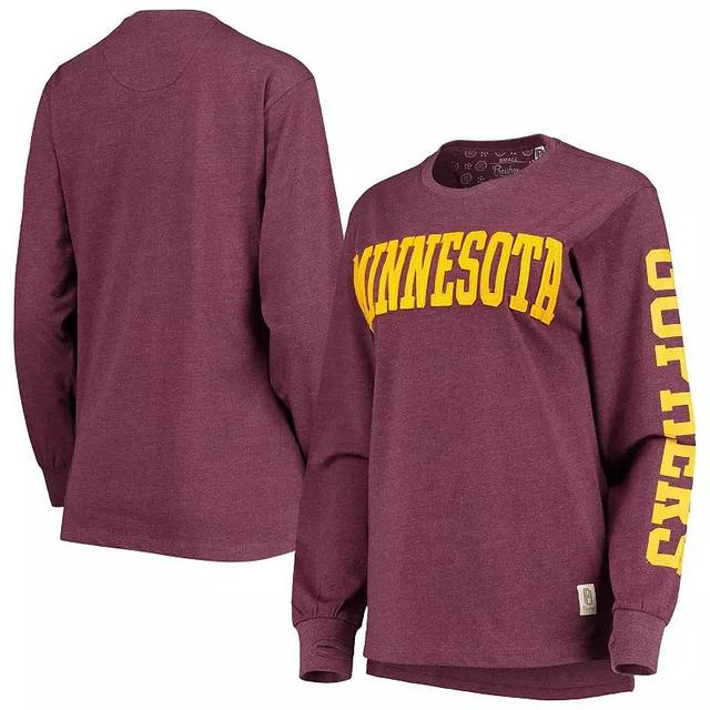 Womens Pressbox Maroon Minnesota Golden Gophers Two-Hit Canyon Long Sleeve T-Shirt Product Image