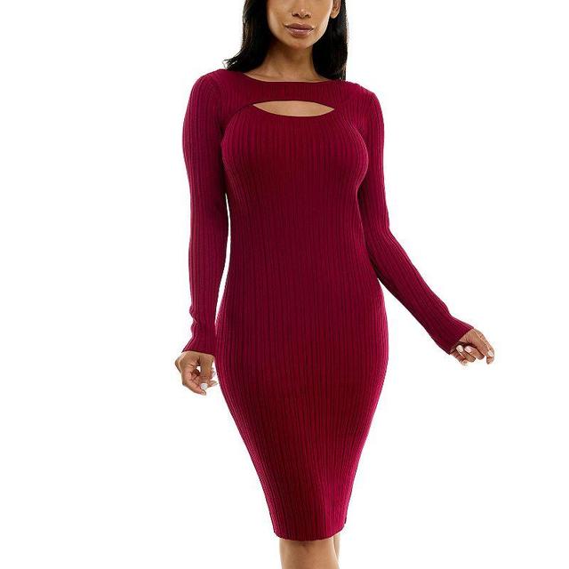 Womens Nina Leonard Ribbed Midi Sweater Dress Product Image