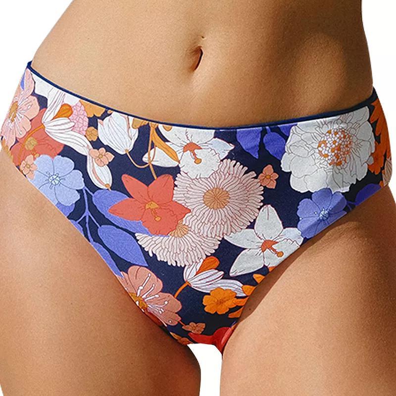 Womens CUPSHE Sun Blooming Floral Reversible Bikini Bottoms Blue Geo Floral Product Image