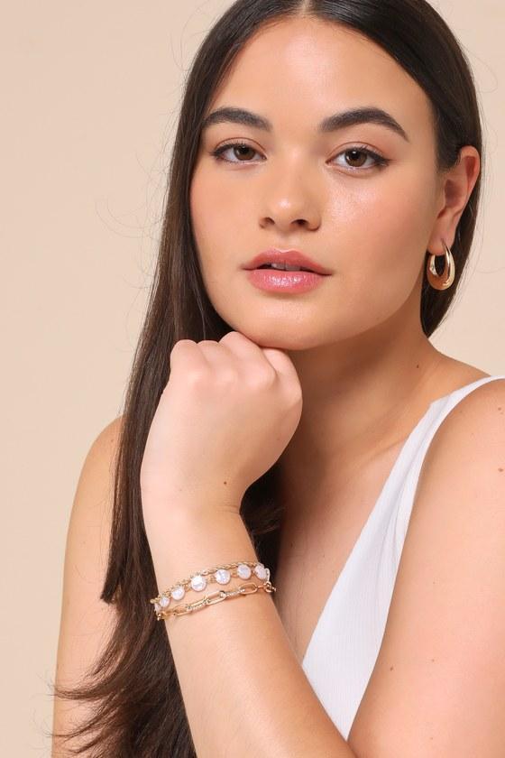 Glamorous Ideal Gold Pearl Chain Three-Piece Bracelet Set Product Image