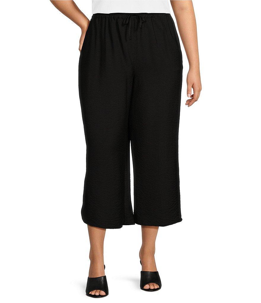 John Mark Plus Size Pull-On Curved Side Hem Crop Pants Product Image