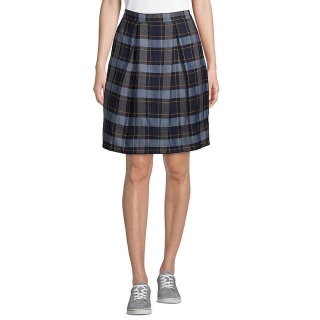 Womens Lands End Plaid Top of Knee Length Pleated Skort Classic Blue Plaid Product Image