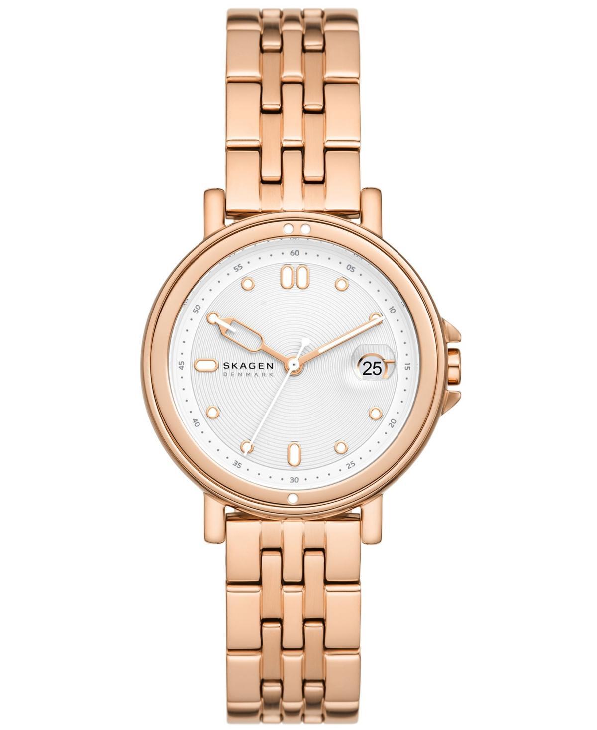 Skagen Womens Signatur Sport Lille Three Hand Date Rose Gold-Tone Stainless Steel Watch 34mm - Rose Gold-Tone Product Image