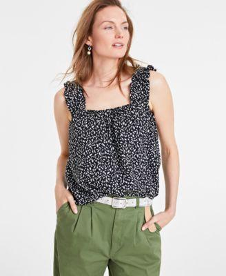 Women's Garden-Print Ruffled Tank Top, Created for Macy's Product Image