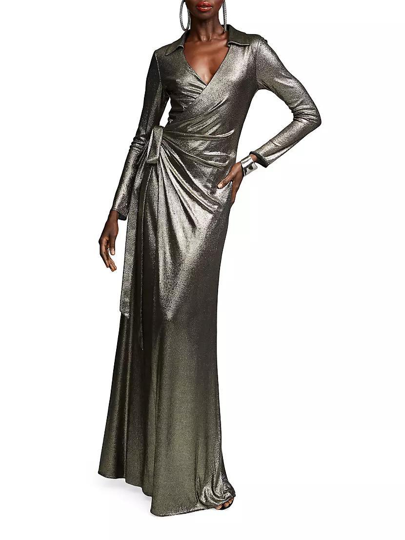 Jira Metallic Jersey Wrap Gown Product Image