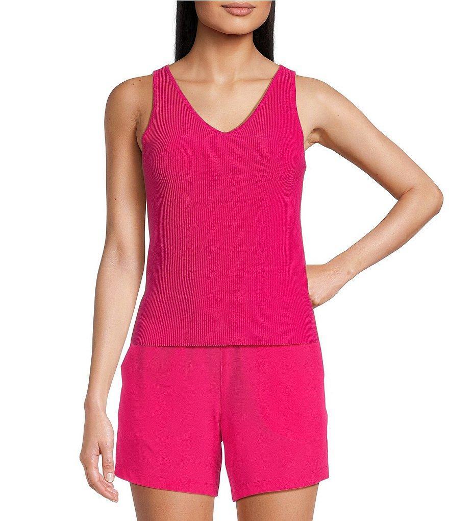 TILLEY Ribbed Stretch Knit V-Neck Sleeveless Tank Product Image