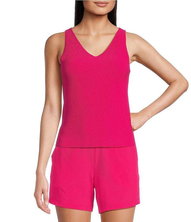 TILLEY Ribbed Stretch Knit V-Neck Sleeveless Tank Product Image