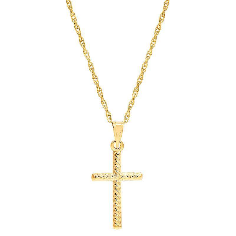 Everlasting Gold 10k Gold Twist Cross Pendant Necklace, Womens Yellow Product Image