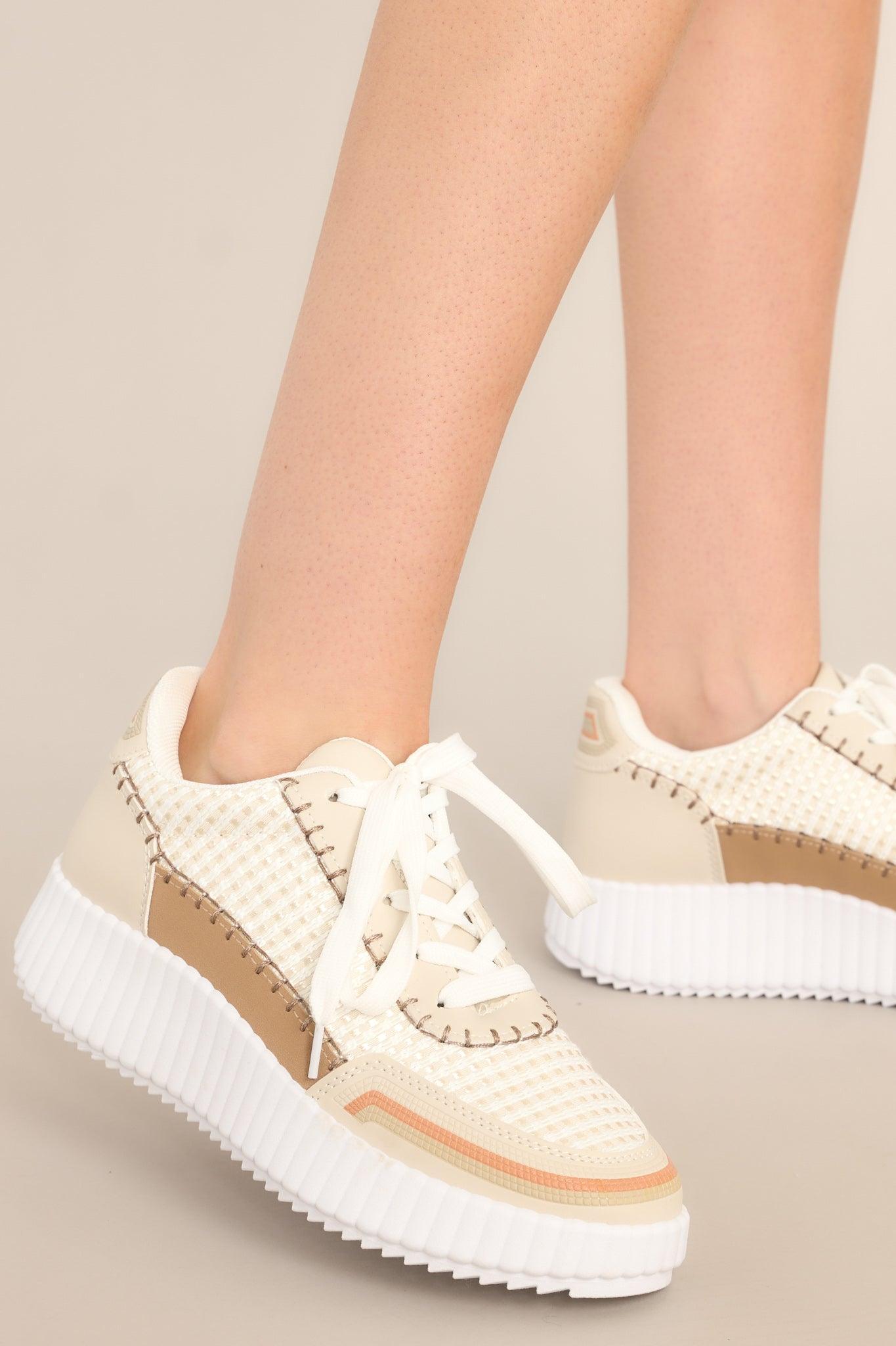 Iconic Steps Beige Platform Sneakers Product Image