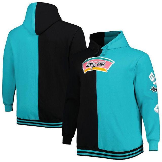 Mens Mitchell & Ness /Teal San Antonio Spurs Big & Tall Hardwood Classics Split Pullover Hoodie Product Image