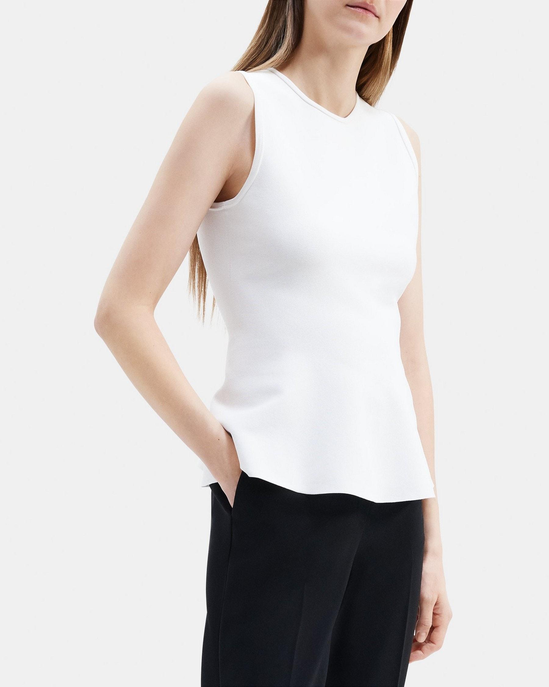 Sleeveless Peplum Top in Compact Stretch Knit Product Image