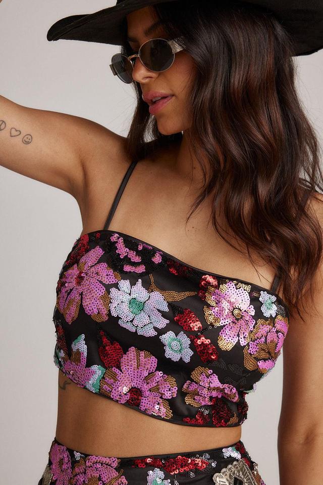 Dynamo Floral Sequin Crop Top Product Image