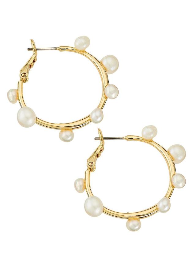 Womens Mini Island 14K-Gold-Plated & Freshwater Pearl Hoop Earrings Product Image