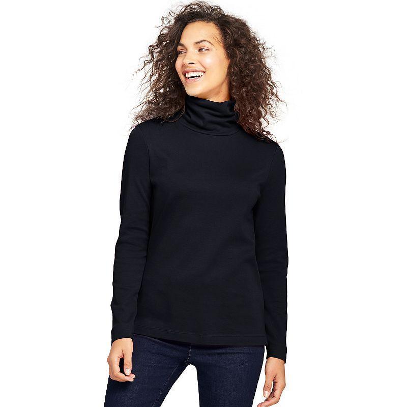 Womens Lands End Supima Cotton Long Sleeve Turtleneck White Product Image